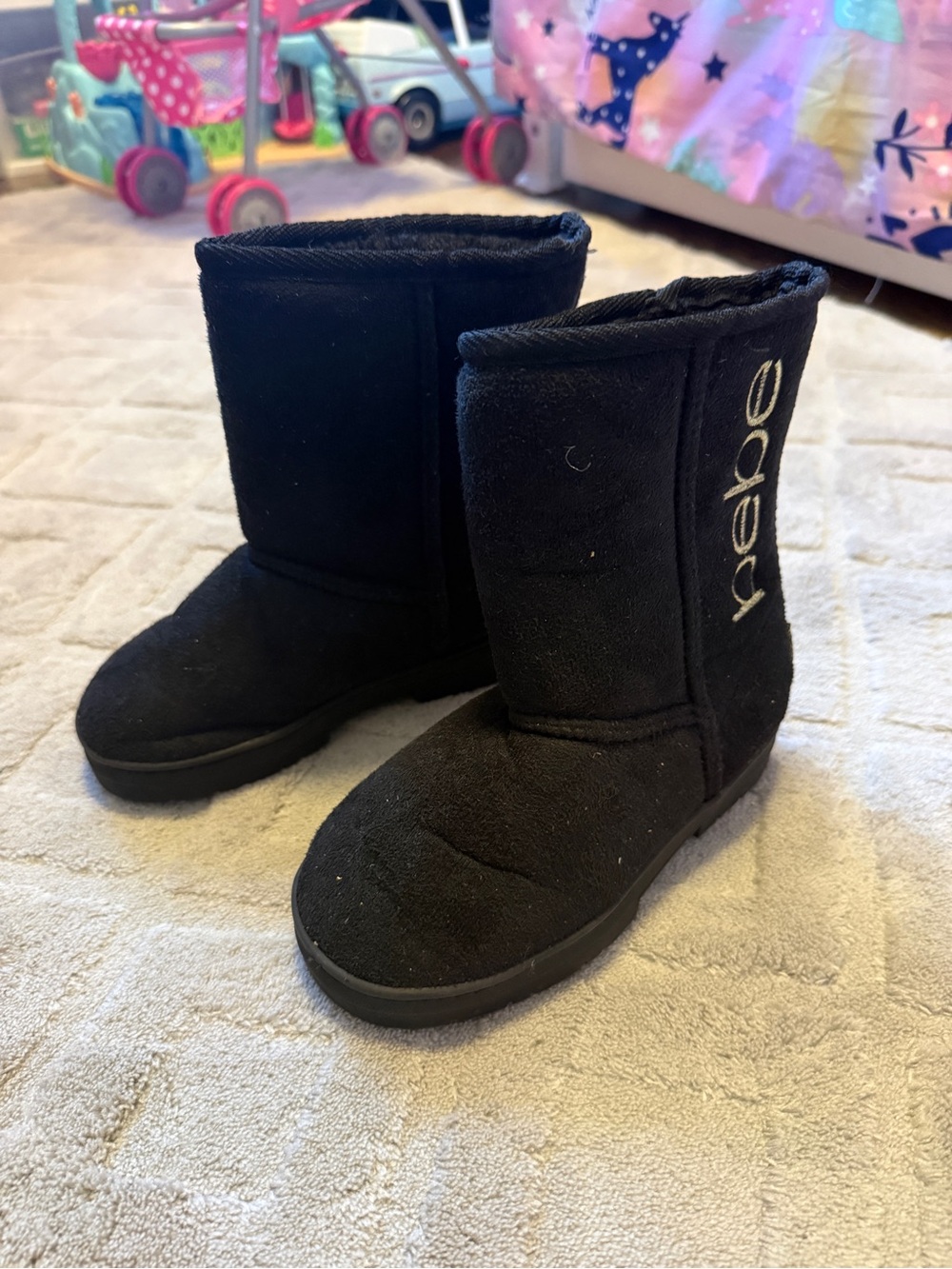bebe Kids Black Cozy Ugg-style Pull-On Boots
